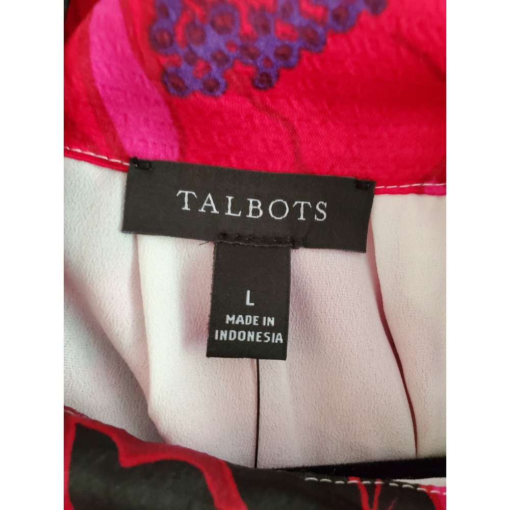 Talbots Women's‎ Floral Sleeveless Halter Top Tie Neck Pink Red Size L - Picture 3 of 5